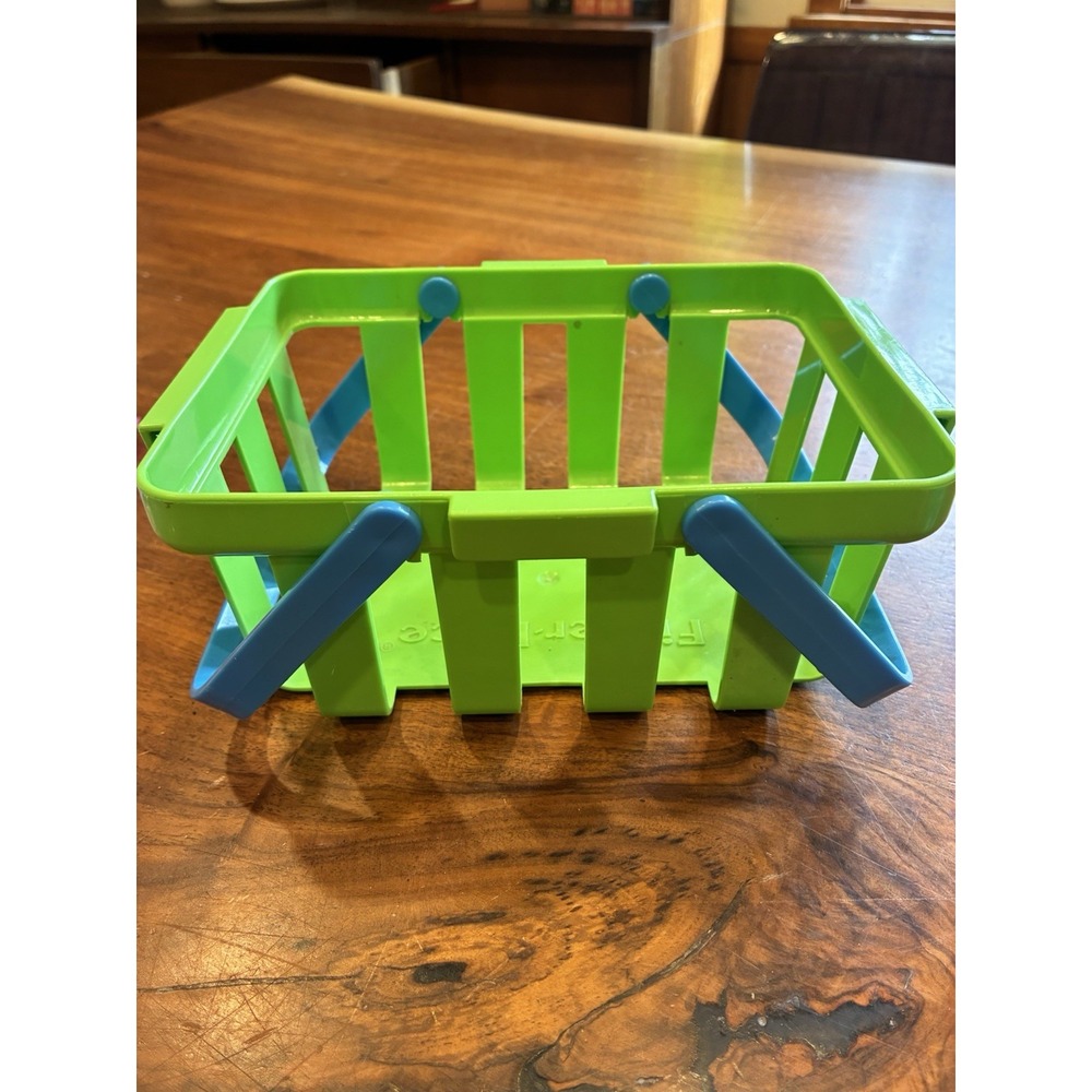 Play Food Vintage Fisher Price Grocery Basket Green And Blue